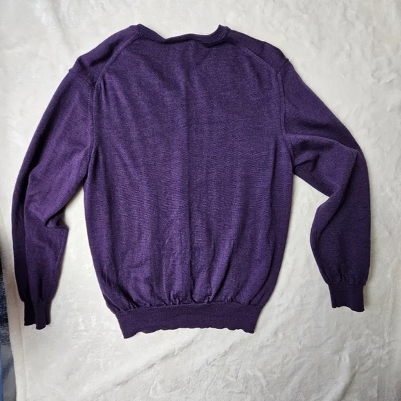 Toscano sweater mens large 100%  Merino wool Pullover  Purple made in Italy - Picture 5 of 11